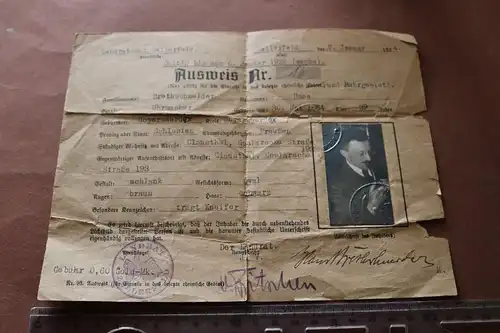 alter Ausweis für die Einreise in das besetzte Rhein u. Ruhrgebiet 1924