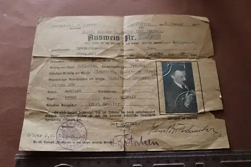 alter Ausweis für die Einreise in das besetzte Rhein u. Ruhrgebiet 1924 