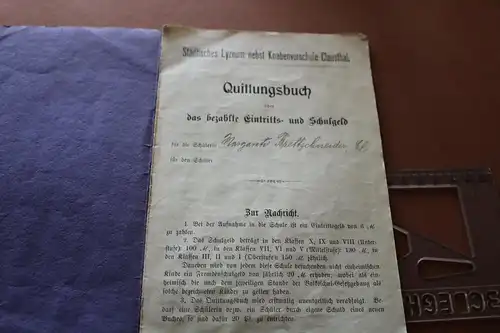 tolles altes Quittungsheft Schulgeld Städt. Lyzeum - Knabenschule Clausthal 1919