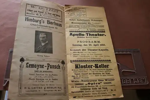 tolles altes Programmheft - Apollo-Theater Berlin 1906 