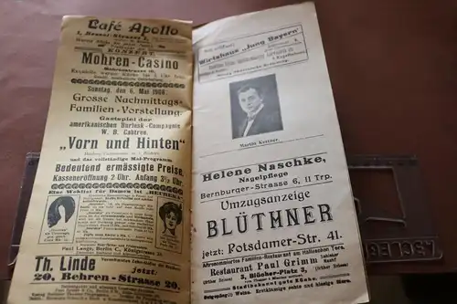 tolles altes Programmheft - Apollo-Theater Berlin 1906 