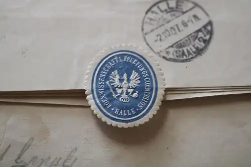alter Brief mit Siegelmarke Königl. Wissenschafts-Commission Halle 1907