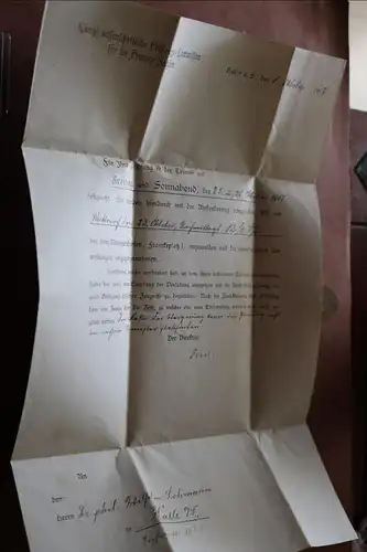 alter Brief mit Siegelmarke Königl. Wissenschafts-Commission Halle 1907