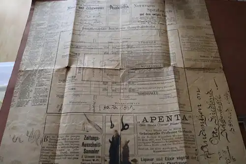 sehr alter Stadtplan und Bahnhofsplan der Stadt Dresden von 1899 