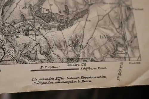 alte Landkarte Frankreich Raum Amiens 12A ??  1:80000  von 1915 - militärisch ?