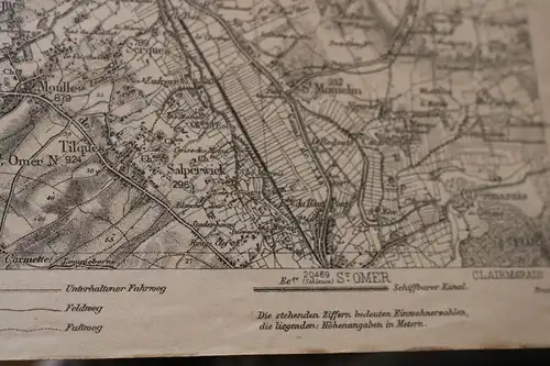 alte Landkarte Frankreich Raum St. Omer 4A ??  1:80000  von 1915 - militärisch ?