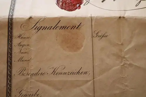 toller alter Geburts-Schein aus Krummenhennersdorf von 1859 mit Wachssiegel