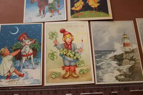 sieben kleine Postkarten Grusskarten - Kinderpost ??  aus Schweden 