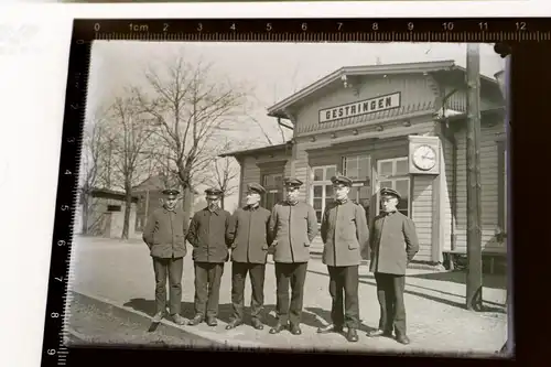 tolles altes Glasnegativ - Bahnhof Gestringen  - 30er Jahre