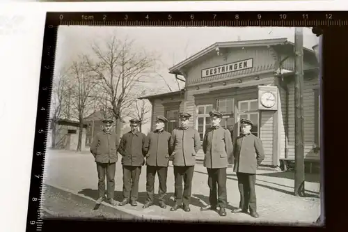 tolles altes Glasnegativ - Bahnhof Gestringen  - 30er Jahre 