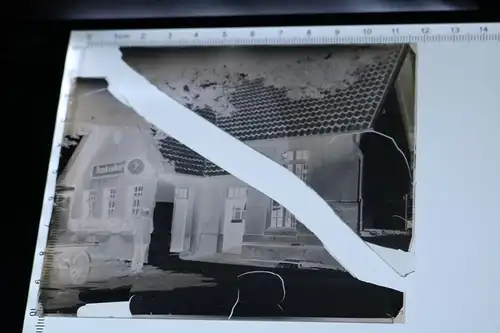 tolles altes Glasnegativ - Bahnhof Hankenberg - 30er Jahre defekt