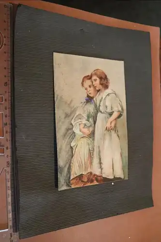 tolles altes handgemaltes Portrait von zwei Mädchen 1910-30 ??