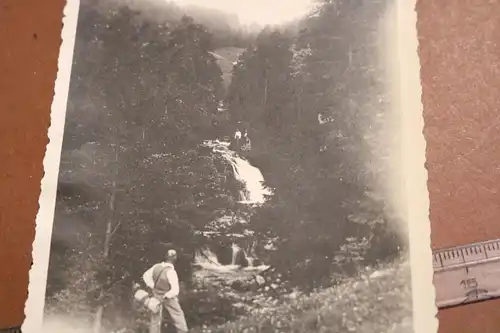 tolles altes Foto - mir unbekannter Wasserfall - Berge - 1910-20 ?