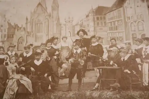 tolles altes Gruppenfoto - Schauspieler - Freilufttheater ?? Leinwand - Kostüme