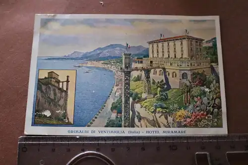 tolle alte Karte  Grimaldi di Ventimiglia - Hotel Miramare  30-40er Jahre 