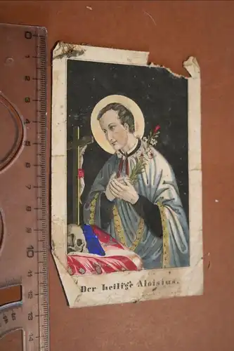 sehr altes Heiligenbildchen coloriert der heilige Aloisius