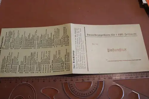 alte Dauerbezugskarte für DAF Zeitschriften