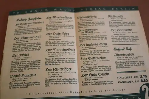 altes Bestellblatt für die schönsten Romane von Ludwig Ganghofer