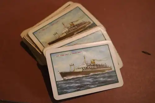 altes Kartenspiel unvollständig Rückseite Passagierdampfer Vera Cruz Santa Maria