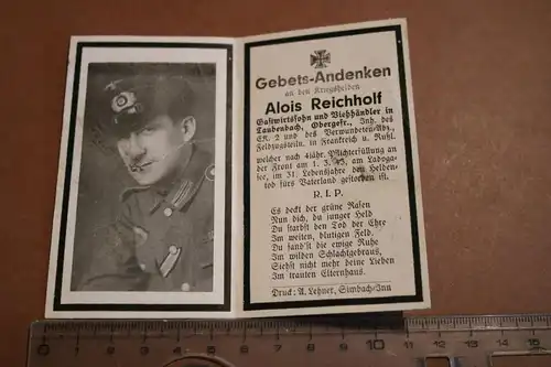 altes Sterbebild eines Soldaten Gren.Regt. 423 gefallen 1943 am Ladogasee