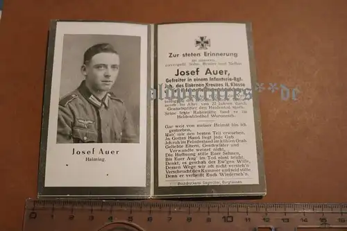 altes Sterbebild eines Soldaten Inf.Ers.Batl. 199 gefallen 1942 Woronesch