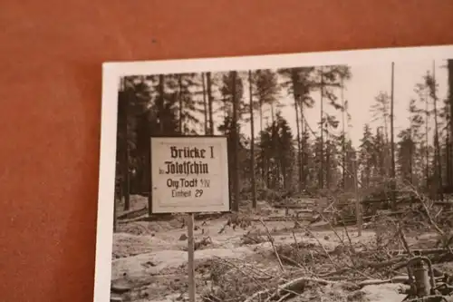 altes Foto  Schild Brücke I bei Tolatschin  Org. Todt 