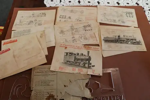 alter Umschlag mit Lehrpostkarten der Hanomag Lokomotio-Steuerungen - Alter ????