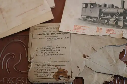alter Umschlag mit Lehrpostkarten der Hanomag Lokomotio-Steuerungen - Alter ????