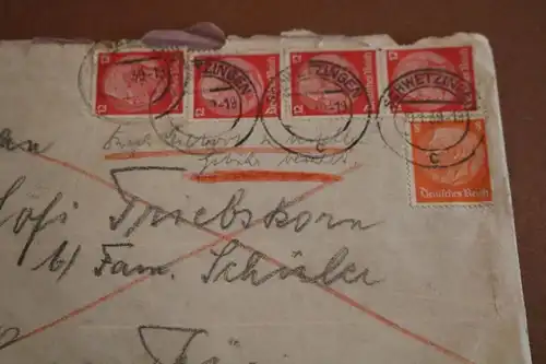 alter Briefumschlag - durch Eilbote - Briefmarken Hindenburg - Schwetzingen