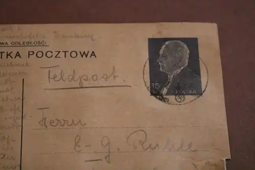 alte polnische Postkarte Präsident Ignacy Moscicki 15 als Feldpost gelaufen 