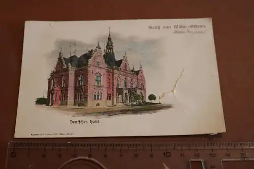 tolle alte Karte - Gruss aus Mähr.-Ostrau - Deutsches Haus  1910-20 ???