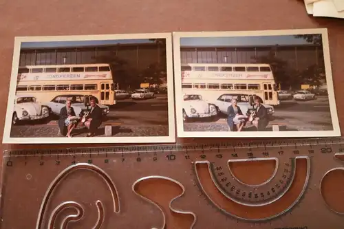 zwei tolle alte Fotos - Doppeldeckerbus - Deutschland - Oldtimer 