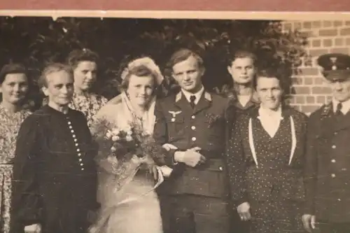 tolles altes Hochzeitsfoto - Gruppenfoto - Soldat der Luftwaffe , Vater Reichsba