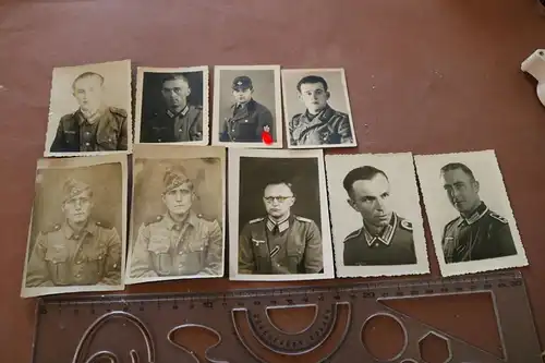 neun tolle alte Fotos - Portraits von Soldaten Kleinformat