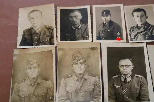 neun tolle alte Fotos - Portraits von Soldaten Kleinformat