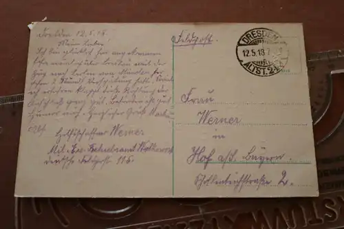 tolle alte Karte - Dresden Landeplatz der Dampfer 1918 als Feldpost gelaufen