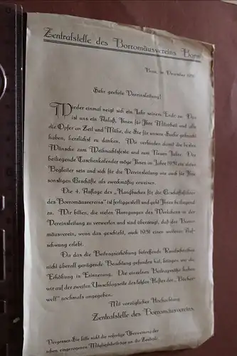 altes Anschreiben der Zentralstelle des Borromäusverein Bonn 1930