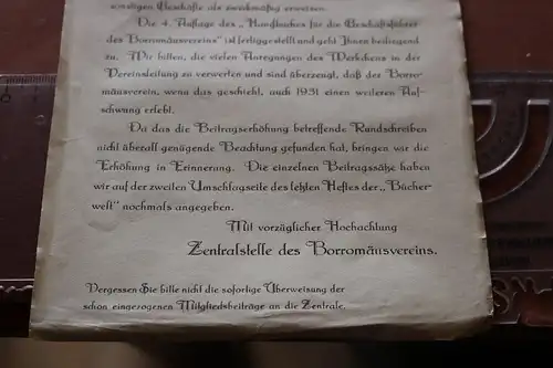 altes Anschreiben der Zentralstelle des Borromäusverein Bonn 1930 