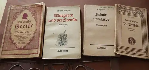 vier alte Hefte - Reclam  Die Walküre, Kabale, Margeth und eine Zugabe