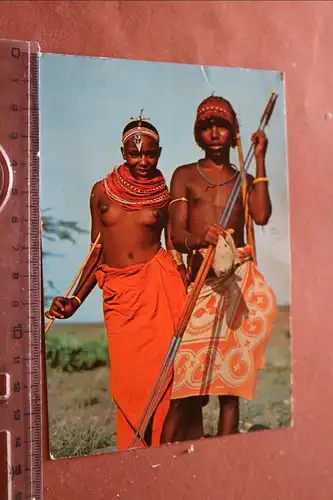 alte Karte - Afrikanische Einheimische Kenya  Frau oben ohne