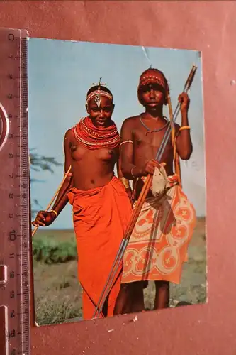 alte Karte - Afrikanische Einheimische Kenya  Frau oben ohne 