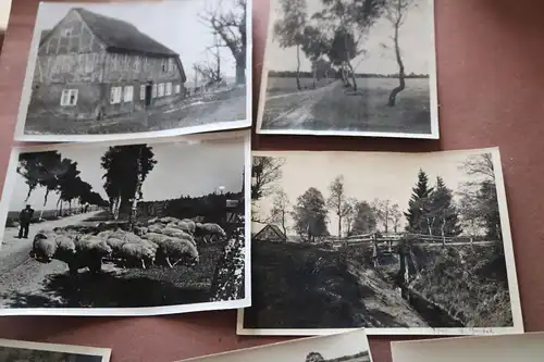 sieben alte Fotos - Torfabbau ?? Lüneburger Heide ? Frachtkahn - 30-50er Jahre