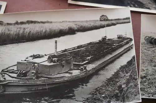 sieben alte Fotos - Torfabbau ?? Lüneburger Heide ? Frachtkahn - 30-50er Jahre