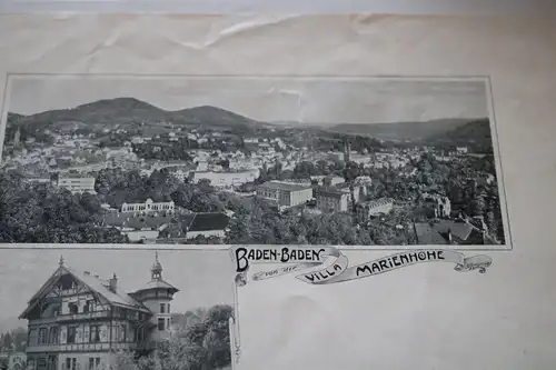 altes Blatt Ansicht Baden-Baden - Villa Marienhöhe - 1910-20 `???