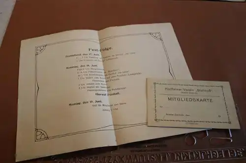 tolle alte Einladung + Mitgliedskarte Radfahrer-Verein Stahlroß  Niederzwönitz 