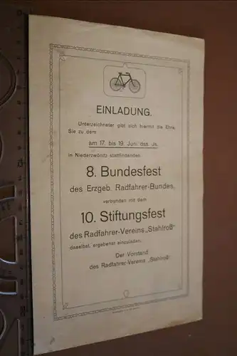 tolle alte Einladung + Mitgliedskarte Radfahrer-Verein Stahlroß  Niederzwönitz