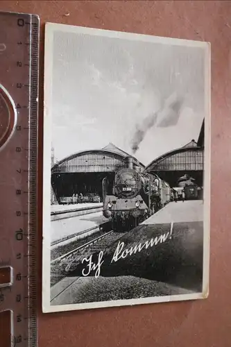 alte Karte - Dampflok  17 268 im Bahnhof - Ich komme !