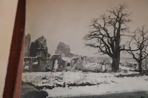 drei alte Fotos zerstörte Stadt - Schneelandschaft ? Stellungen ?? Winter - Ort?