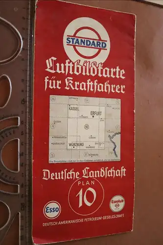 alte Esso Standard  Luftbildkarte für Kraftfahrer - Plan 10 - Erfurt - Würzburg