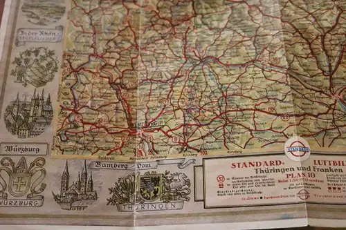 alte Esso Standard  Luftbildkarte für Kraftfahrer - Plan 10 - Erfurt - Würzburg